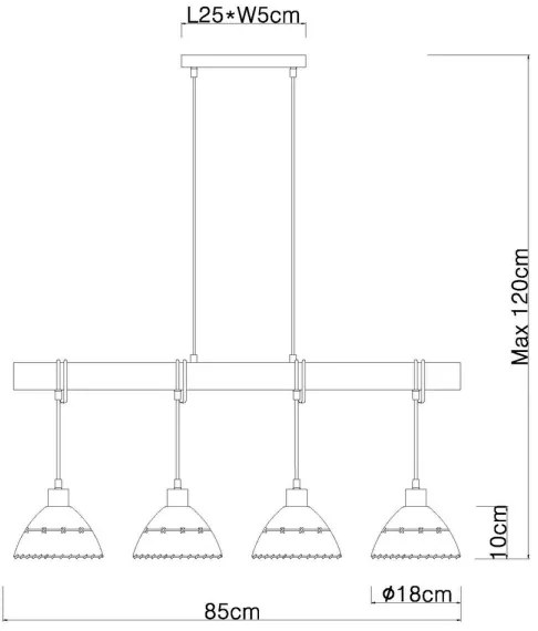 Globo 15442-4H - Luster na lanku REX 4xE27/60W/230V