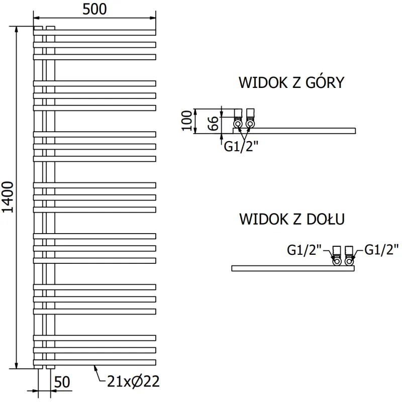 Mexen Neptun, vykurovacie teleso 1400x500 mm, 420 W, chrómová, W101-1400-500-00-01