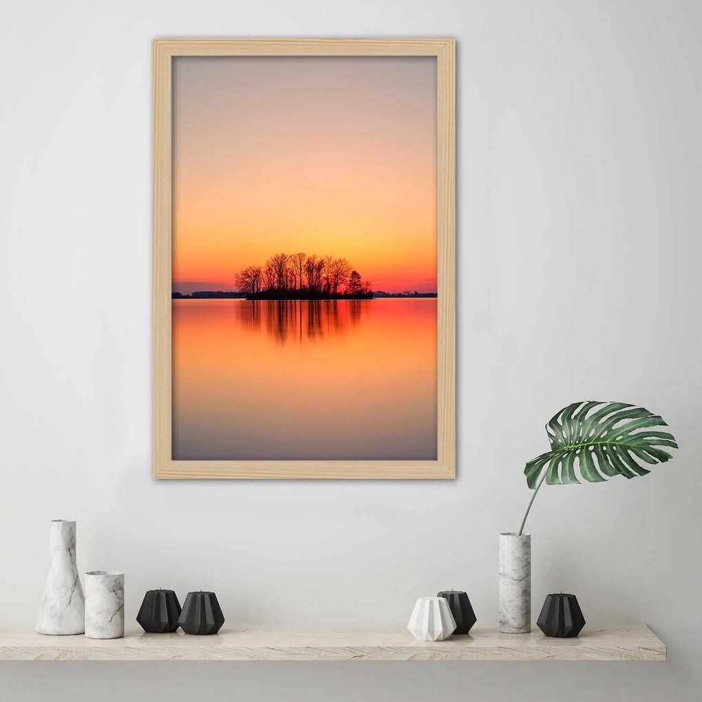 Gario Plagát Ostrov stromov pri západe slnka Farba rámu: Bez rámu, Rozmery: 30 x 45 cm