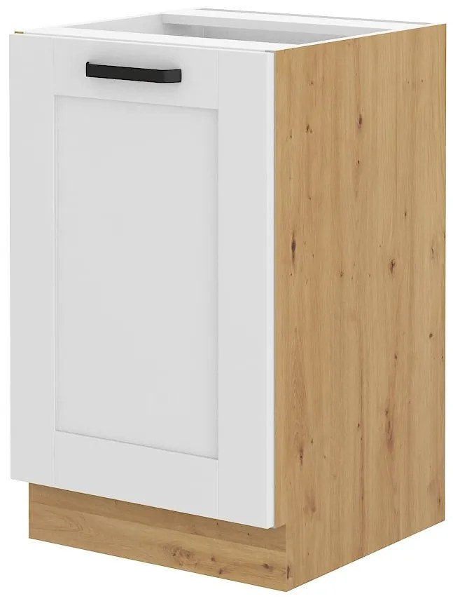 Dolná kuchynská skrinka pod drez Lucid 50 ZL 1F BB (dub artisan + biela). Akcia -6%. Vlastná spoľahlivá doprava až k Vám domov. 1040982