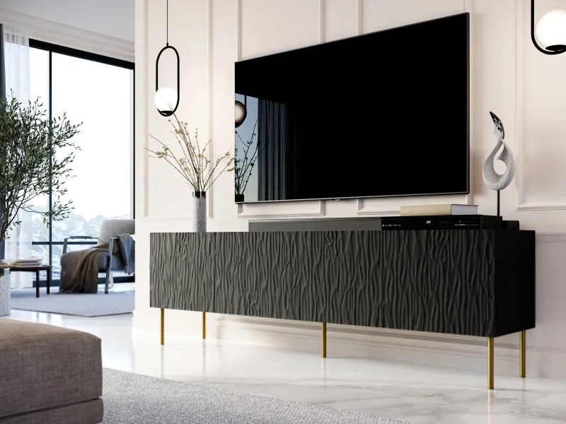 TV stolek Jungle 190 cm černý/zlatý