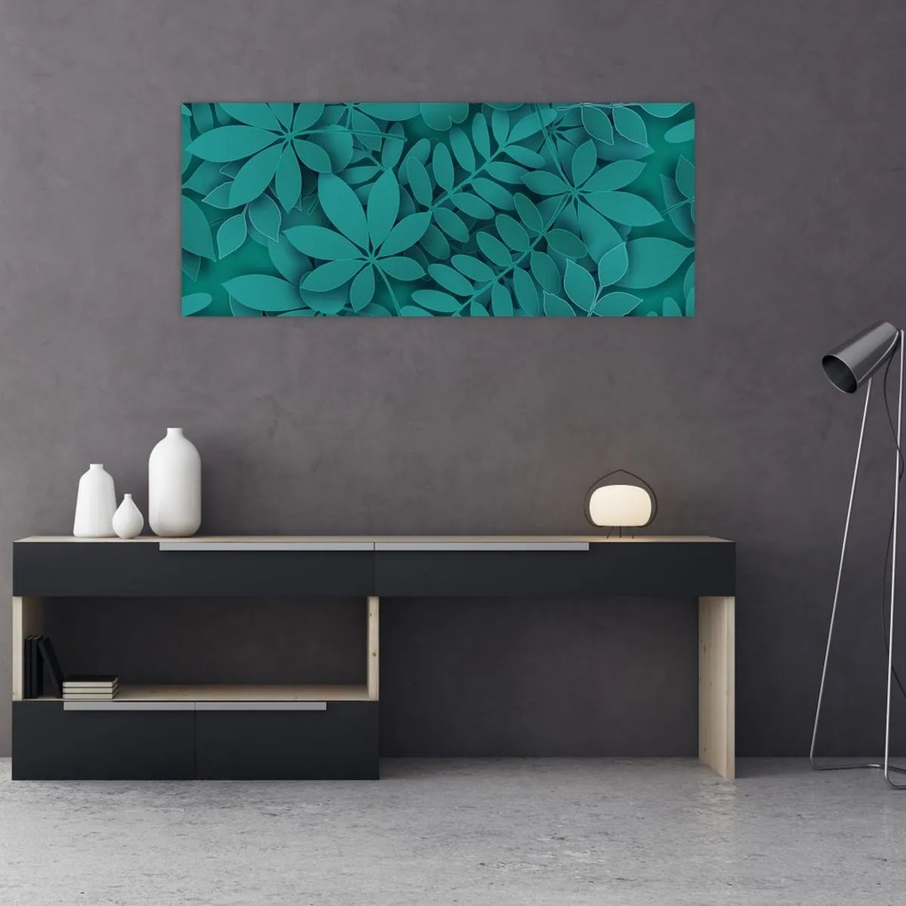 Obraz - Tyrkysové listy (120x50 cm)