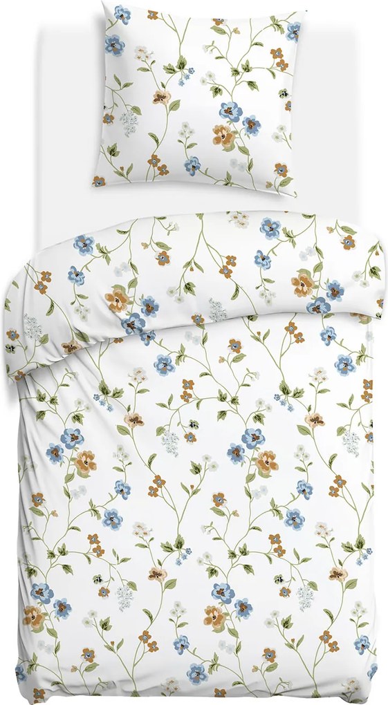 BAVLNENÉ OBLIEČKY COTTONLOVE 140X200 CM, 1KS 70X80 CM KVETY