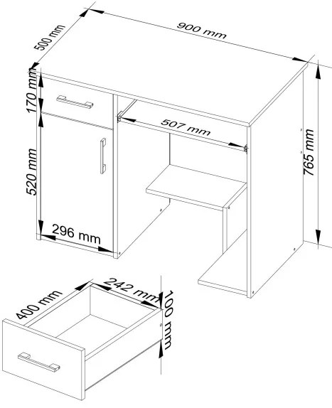 Kancelársky stôl JAY biely / sonoma