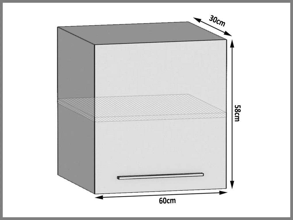 Kuchynská skrinka Belini horná 60 cm šedý lesk INF SG60/1/WT/S/0/B1
