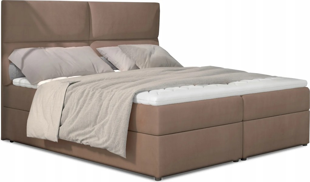 Manželská posteľ Boxspring 145 cm Alyce (hnedá) (s matracmi)