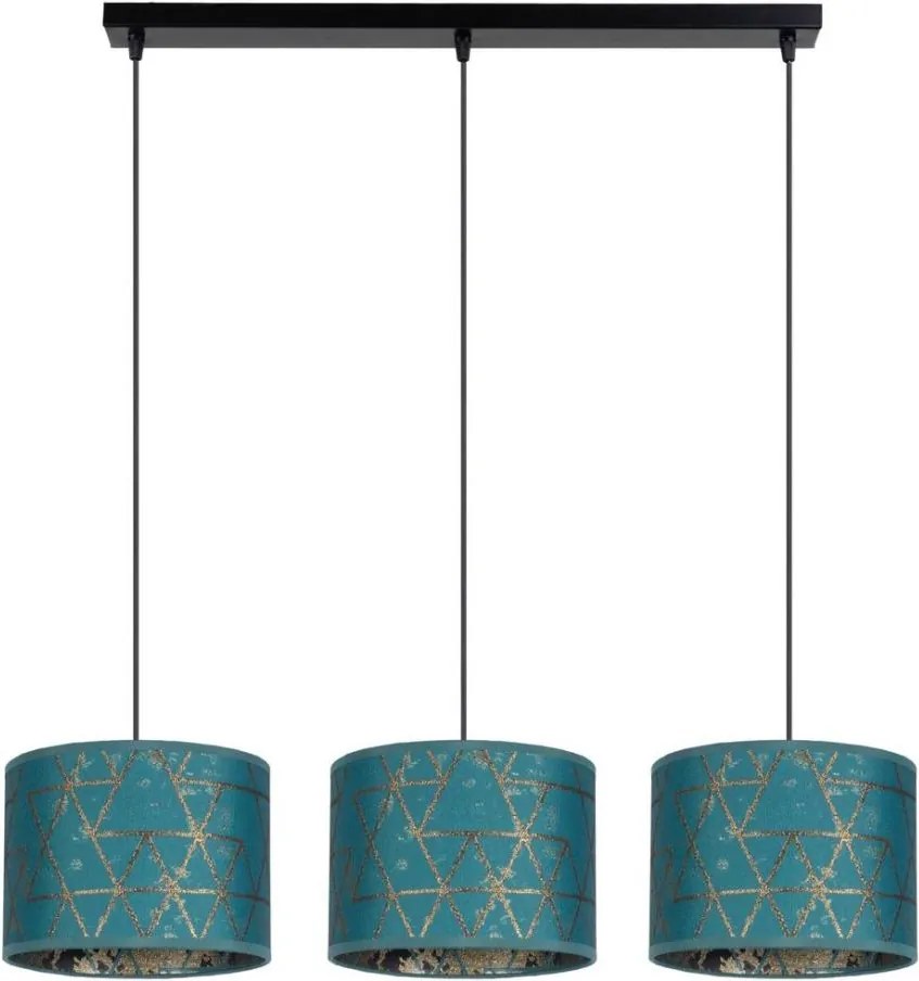 Luster na lanku REZO 3xE27/60W/230V tyrkysová