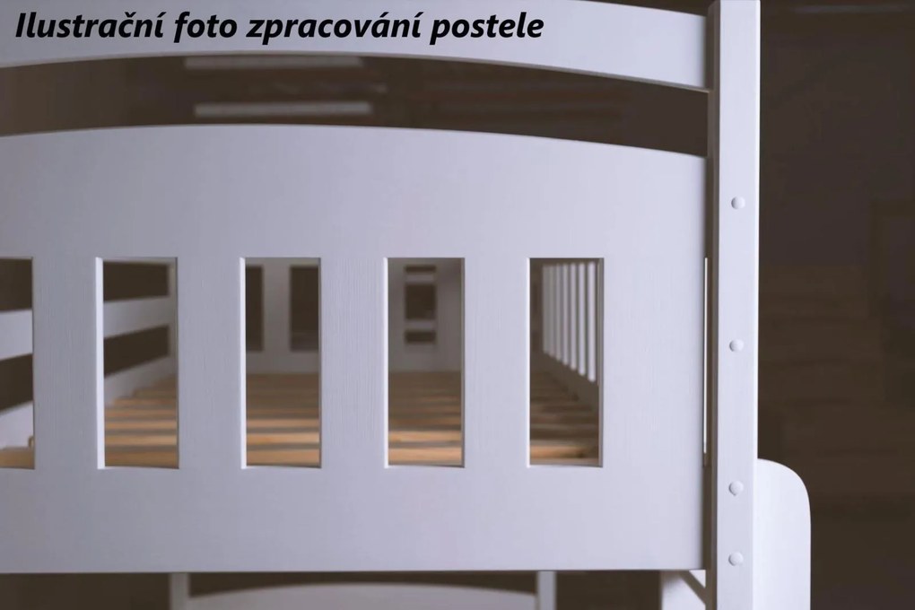 Detská posteľ z masívu borovice PINOCCHIO so šuplíkmi - 200x90 cm - BIELA
