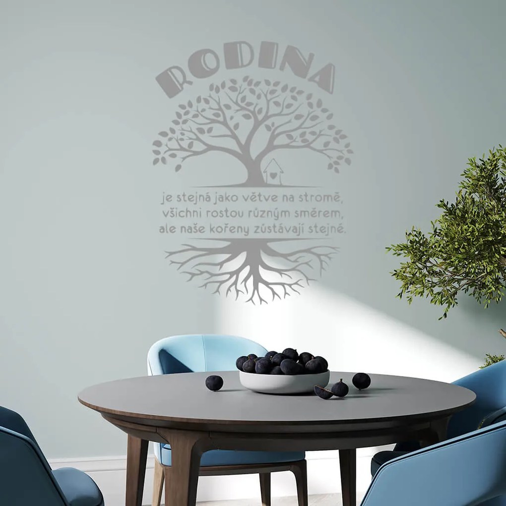 Veselá Stena Samolepka Rodina s koreňmi Farba: šedá, Veľkosť: 80 x 60 cm
