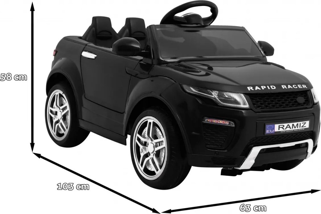 Ramiz Elektrické auto Rapid Racer pre deti, čierne SUV + diaľkové ovládanie
