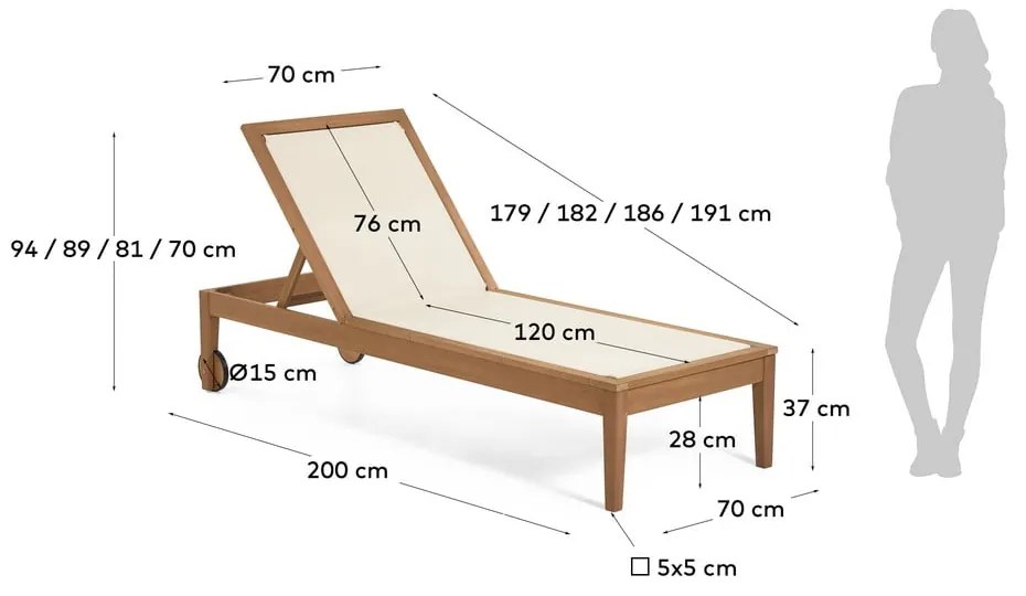 Béžové záhradné ležadlo z eukalyptového dreva Kave Home Caterin