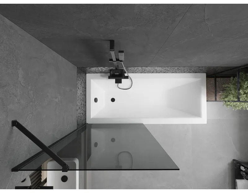 Mexen Next, vaňová zástena 1-krídlová 80 x 150 cm, fixné krídlo, 6 mm šedé sklo, čierny profil, 895-080-000-00-40-70