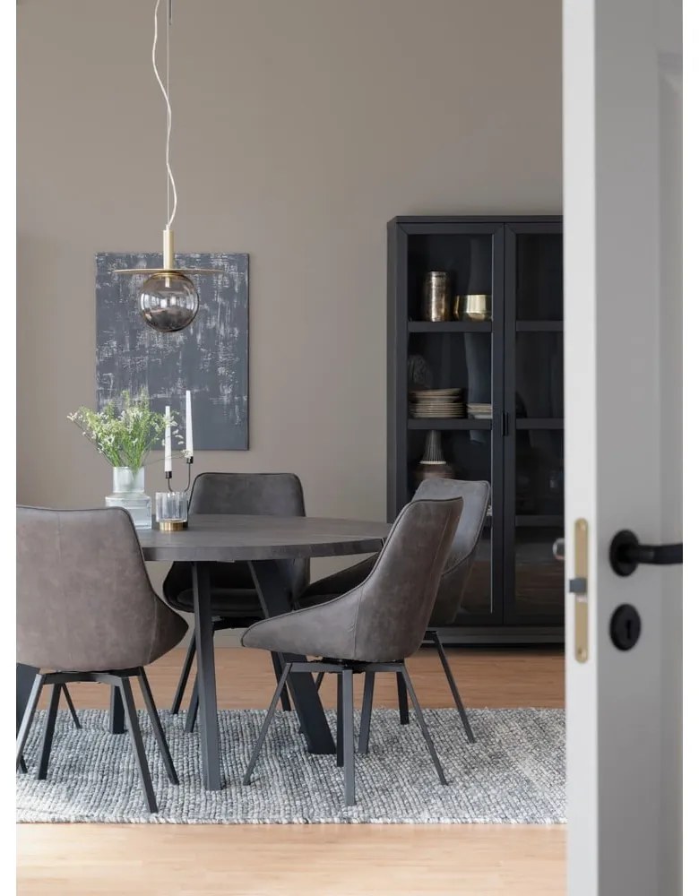 Čierna vitrína z dubového dreva 95x195 cm Everett - Rowico