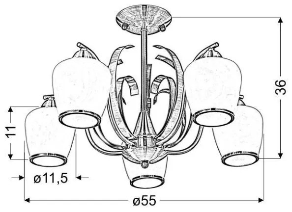 Luster na tyči OPERA 5xE27/60W/230V