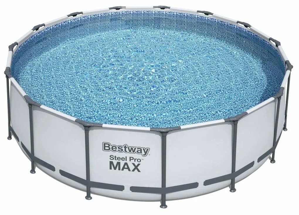 Bestway Okrúhly nadzemný bazén Steel Pro MAX s kartušovou filtráciou, schodíkmi a plachtou