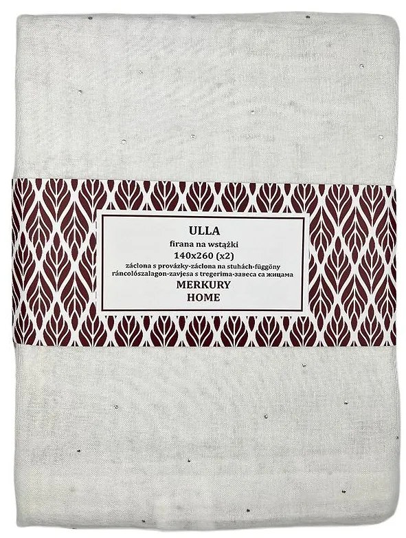 Záclona s provázky Ulla polyester ecru 140x260 Merkury Home II/22