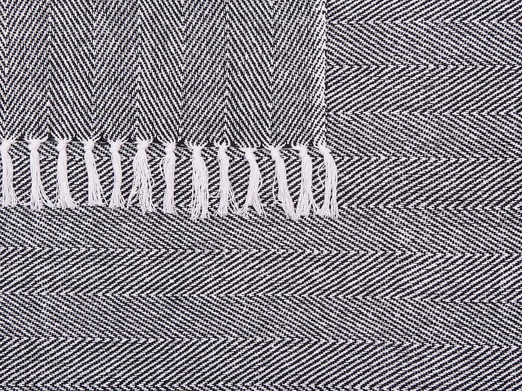 Bavlnená čierna deka 130 x 160 cm TANGIER Beliani