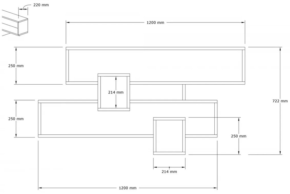 Nástenná polica Karen dub safírový/antracit