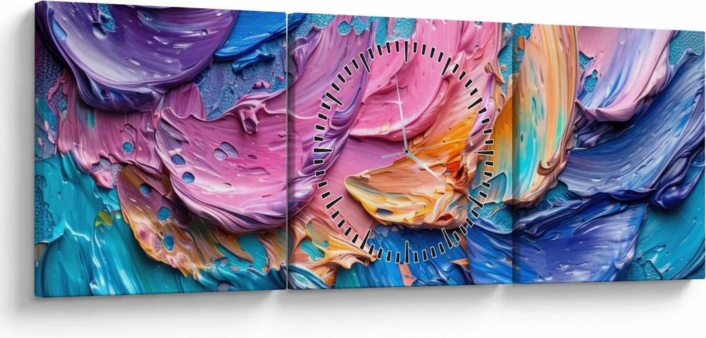 Obraz - Olejomaľba (s hodinami) (90x30 cm)