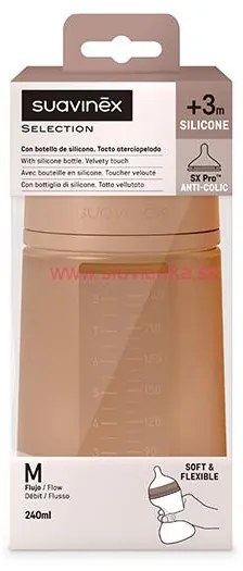 SUAVINEX - dojčenská fľaša 240 ml M Colour ESSENCE - tehlová