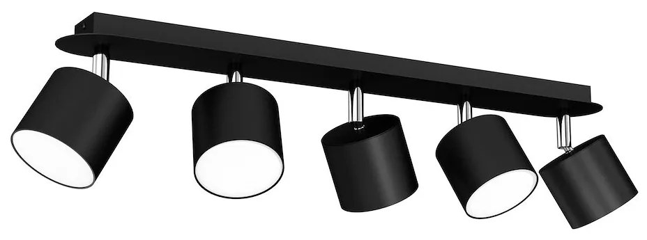 Bodové svietidlo Dixie, 5x čierne kovové tienidlo, b/ch