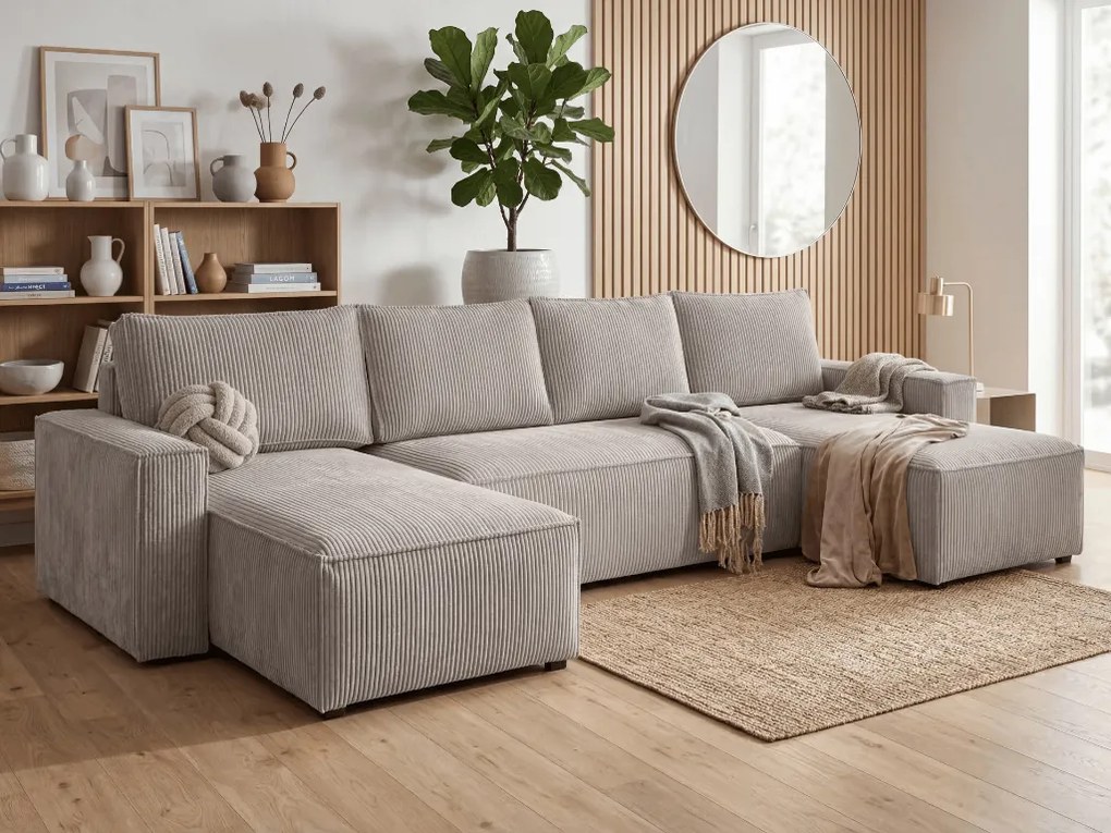 AKCIA Béžová sedacia súprava do tvaru U SMART COSARO 295x140 cm II. akosť