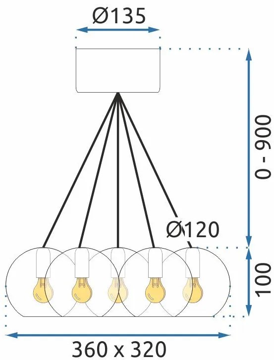 Toolight - Závesné svietidlo sklenené gule G4 25W APP560-7CP, chrómová, OSW-08236
