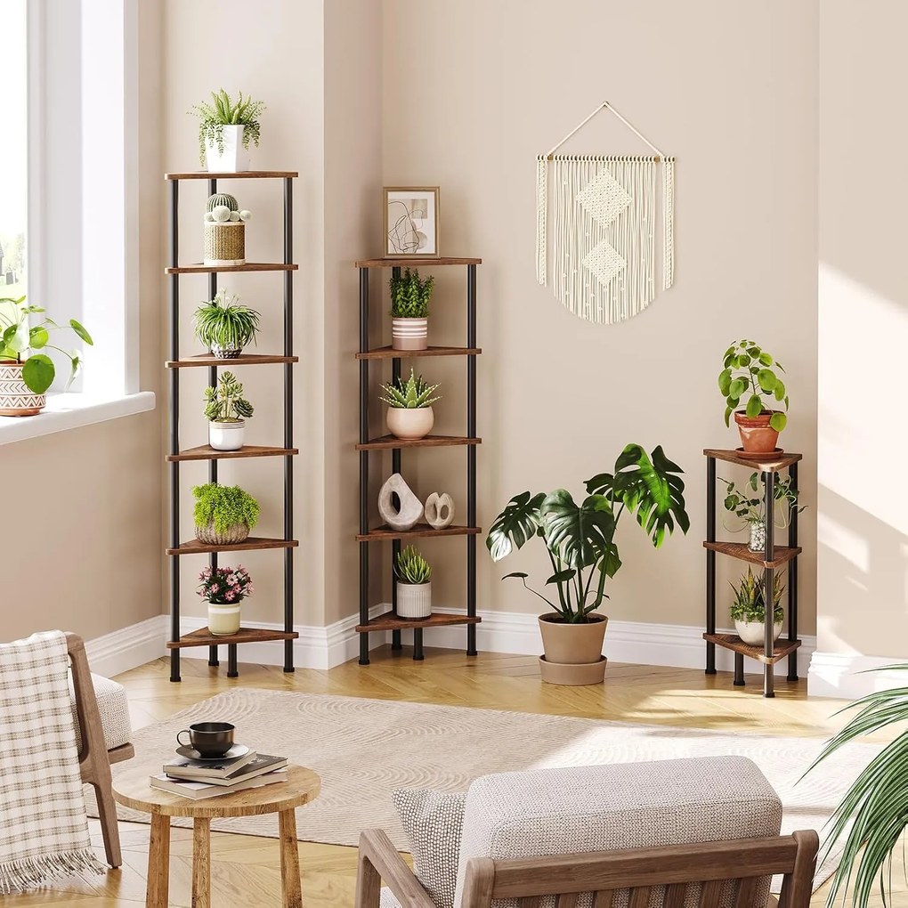 Rohový regál Vasagle Ebbi 30 cm hnedý/čierny