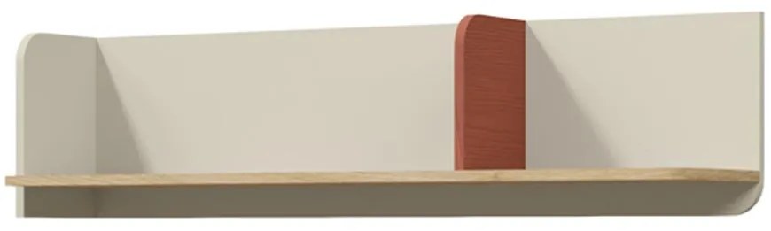 Polička YUKI 15 Koralová/Sivá béžová/Olejovaný dub