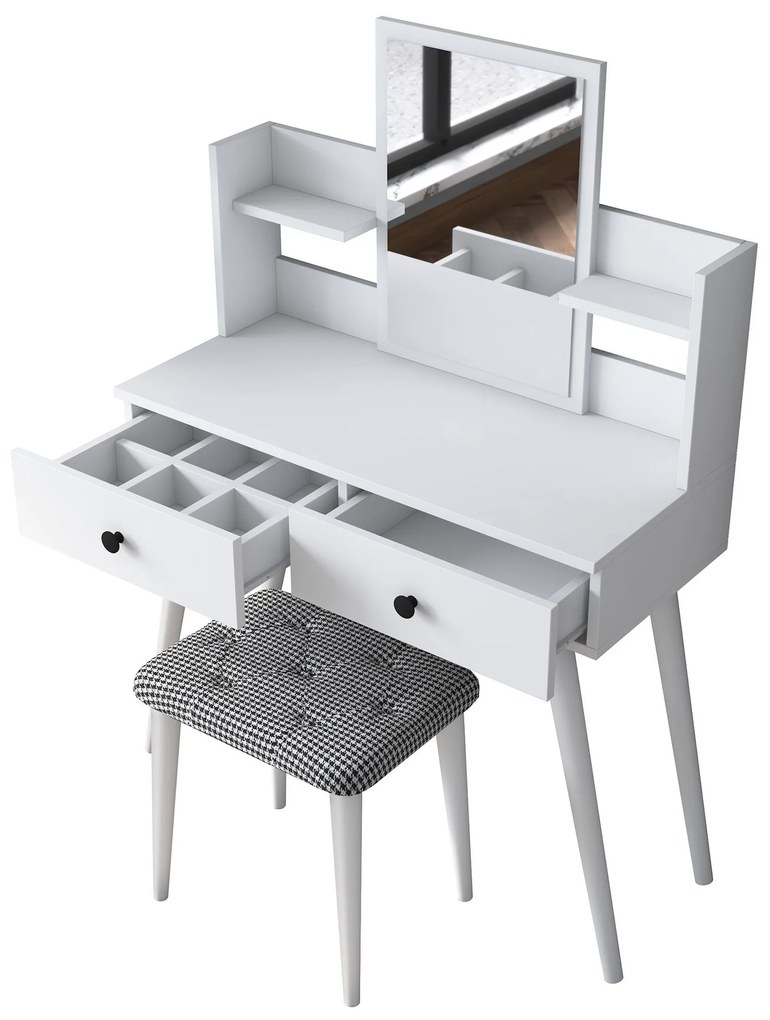 Toaletný stolík Margot 02 so stoličkou biely