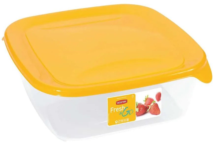 Štvorcová nádoba na potraviny. Fresh&Go 182237 žltá/transparentná