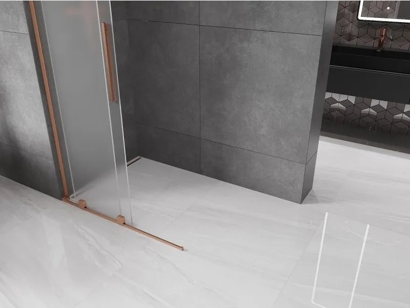Mexen Velar L, posuvná sprchová zástena Walk-in 100 x 200 cm, 8mm sklo námraza, medená matná, 871-100-003-33-65