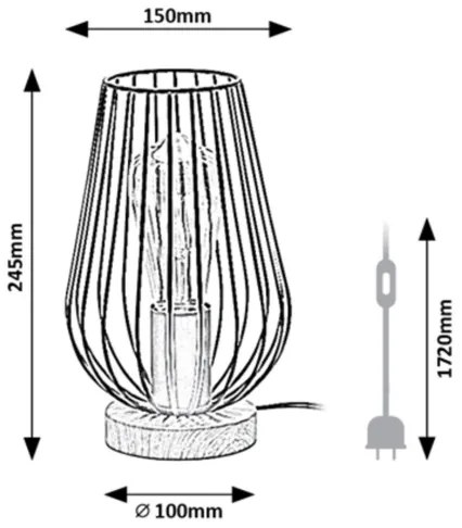 Rabalux 6915 - Stolná lampa GREMIO 1xE27/40W/230V čierna