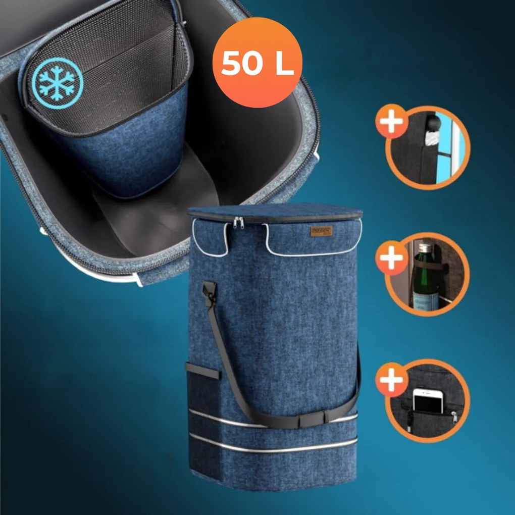 Monzana Nákupná taška na kolieskach do schodov COMFORT,50l, modrá