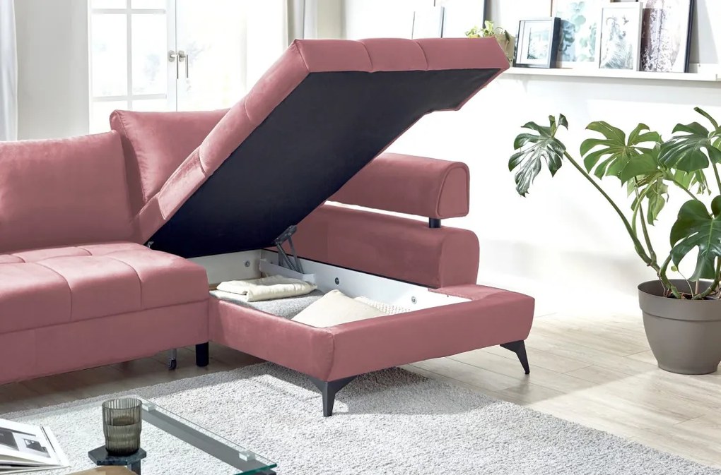 Rohová sedacia súprava Paris, staroružová látka, pravý roh