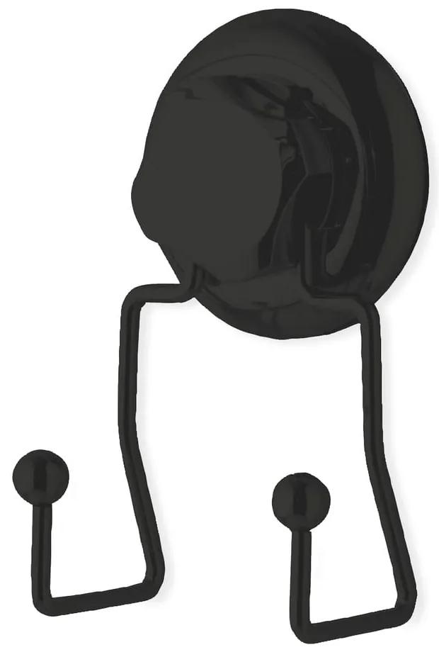 Čierny samodržiaci nástenný dvojitý háčik Compactor Bestlock Black