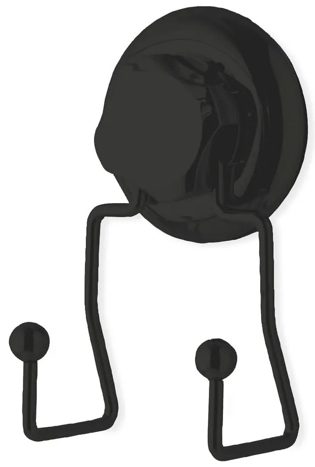 Čierny samodržiaca nástenný dvojitý háčik Compactor Bestlock Black