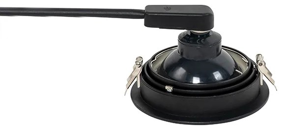 Okrúhly zapustený reflektor čierny nastaviteľný - Chuck 111