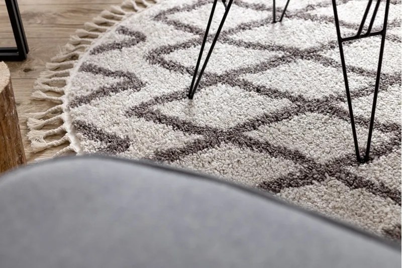 styldomova Krémový shaggy koberec Berber Beni kruh