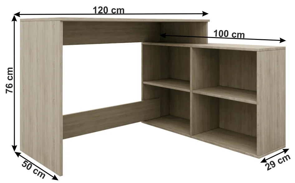 Kondela PC stôl, dub sonoma, univerzálny, KORNER 2 NEW