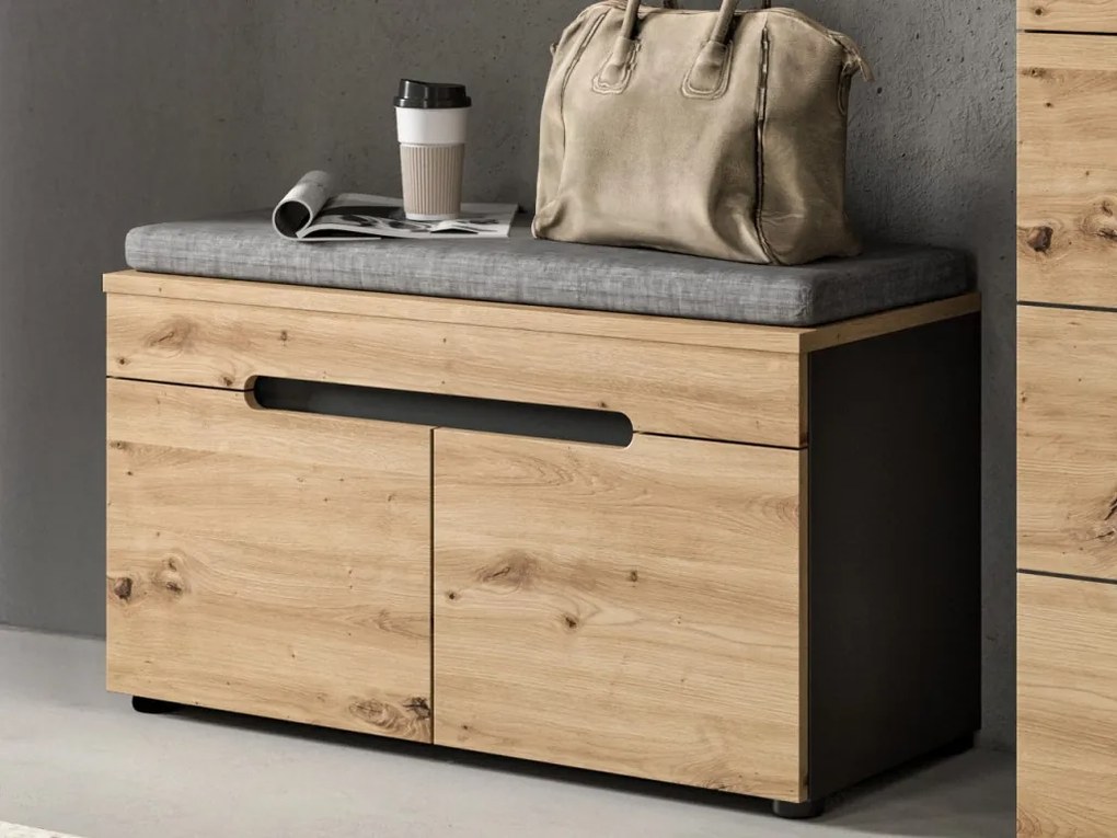 Predsieňová zostava Cano (4-dielna), šedá/dub artisan