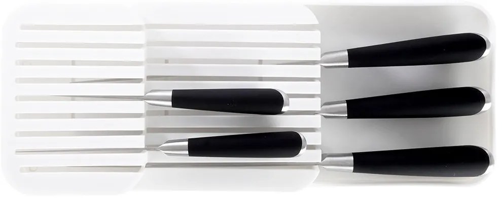 VILDE Organizér na nože, až na 18 nožov, plastový biely - 39 x 14,5 x 7,5 cm