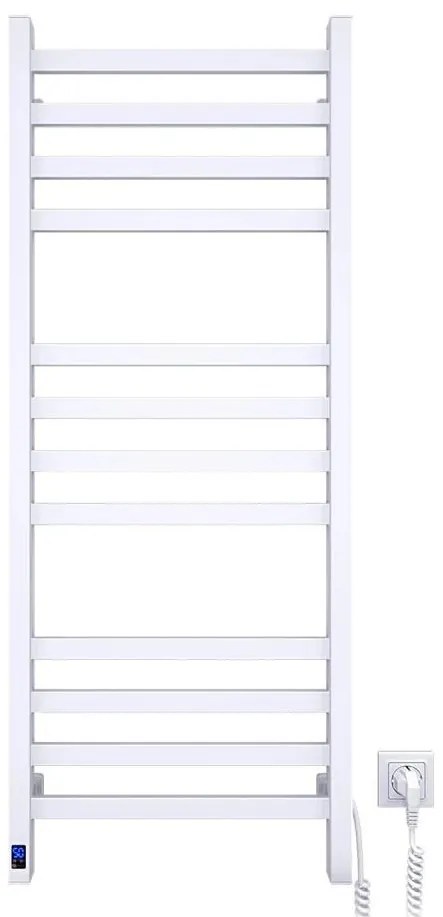 Kúpeľňový rebríkový radiátor s termostatom AVANGARD 459W/230V 120,6cm IP44 biely pravostranný