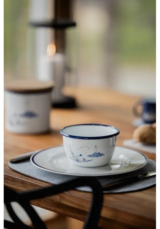 Miska Moomin Sailors 0,6l, smalt / bielo-modrá