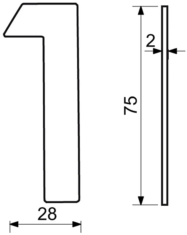 Nerezové číslo v plochom „2D“ prevedení RICHTER RN.75L (čierne), 7, RICHTER Čierna matná