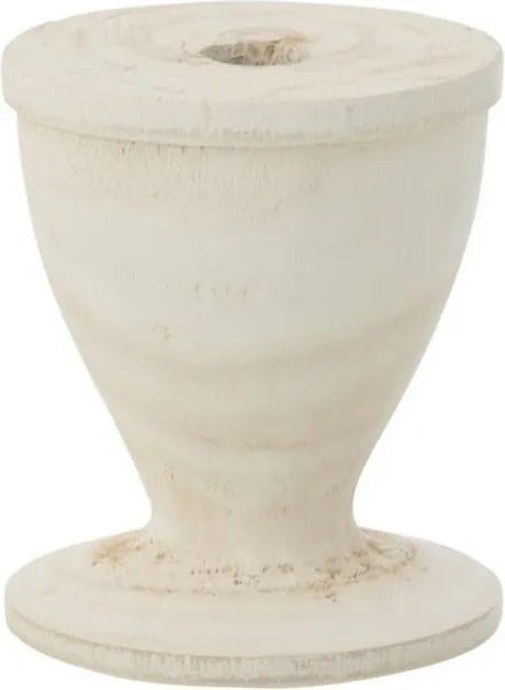 Biely antik drevený svietnik na úzku sviečku L – Ø 12*15 cm