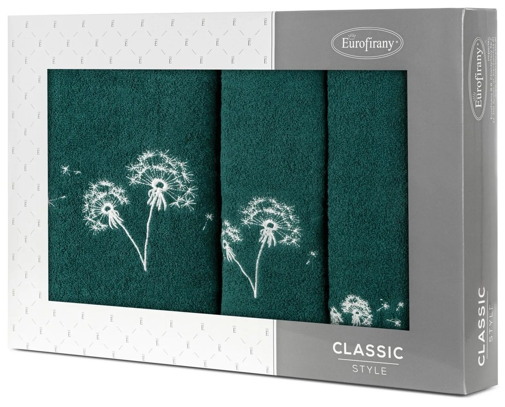 FROTÉ UTERÁK MOLI3 SADA 1KS 30X50 CM, 1KS 50X90 CM, 1KS 70X140 CM TMAVOZELENÁ