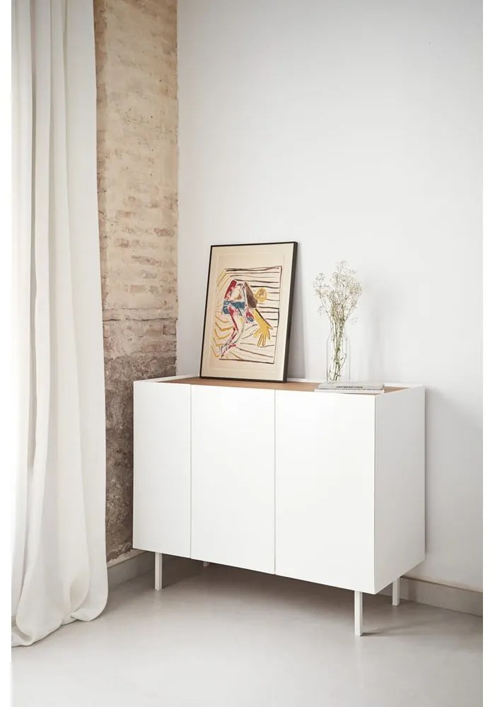 Biela nízka komoda v dekore duba 110x85 cm Arista – Teulat