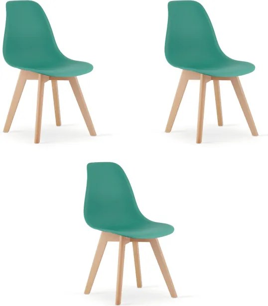 Set troch jedálenských stoličiek KITO zelené / naturálne nohy (3 ks)