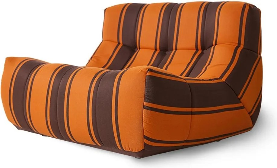 Oranžovo-hnedé vonkajšie penové pruhované lehátko Lazy Lounge - 105*105*75 cm